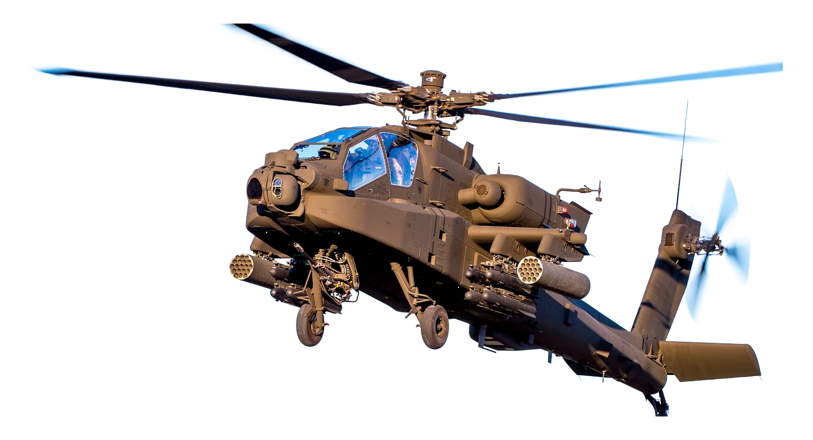 The AH-64E Apache Guardian, a U.S. attack helicopter.