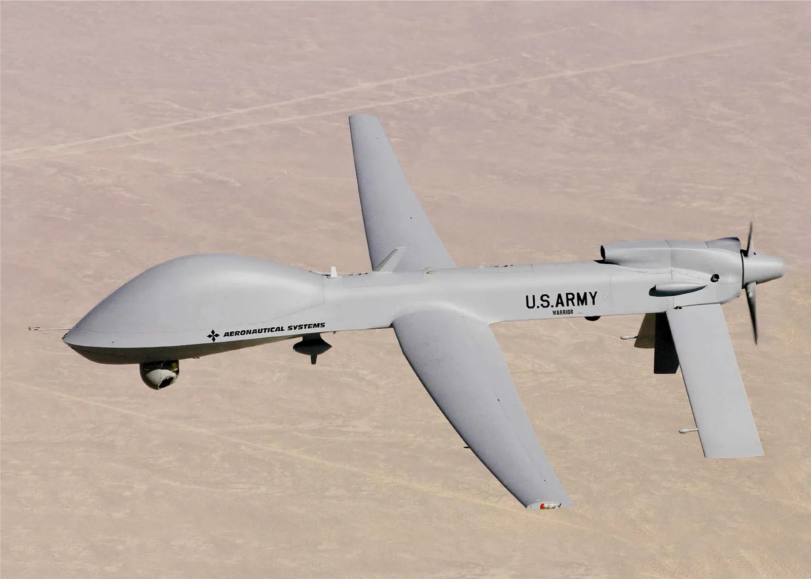 An MQ-1C Gray Eagle, the US Army's medium-altitude strike drone.