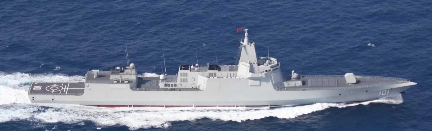 A Type 055 destroyer underway, China's largest and most heavily armed surface combatant.