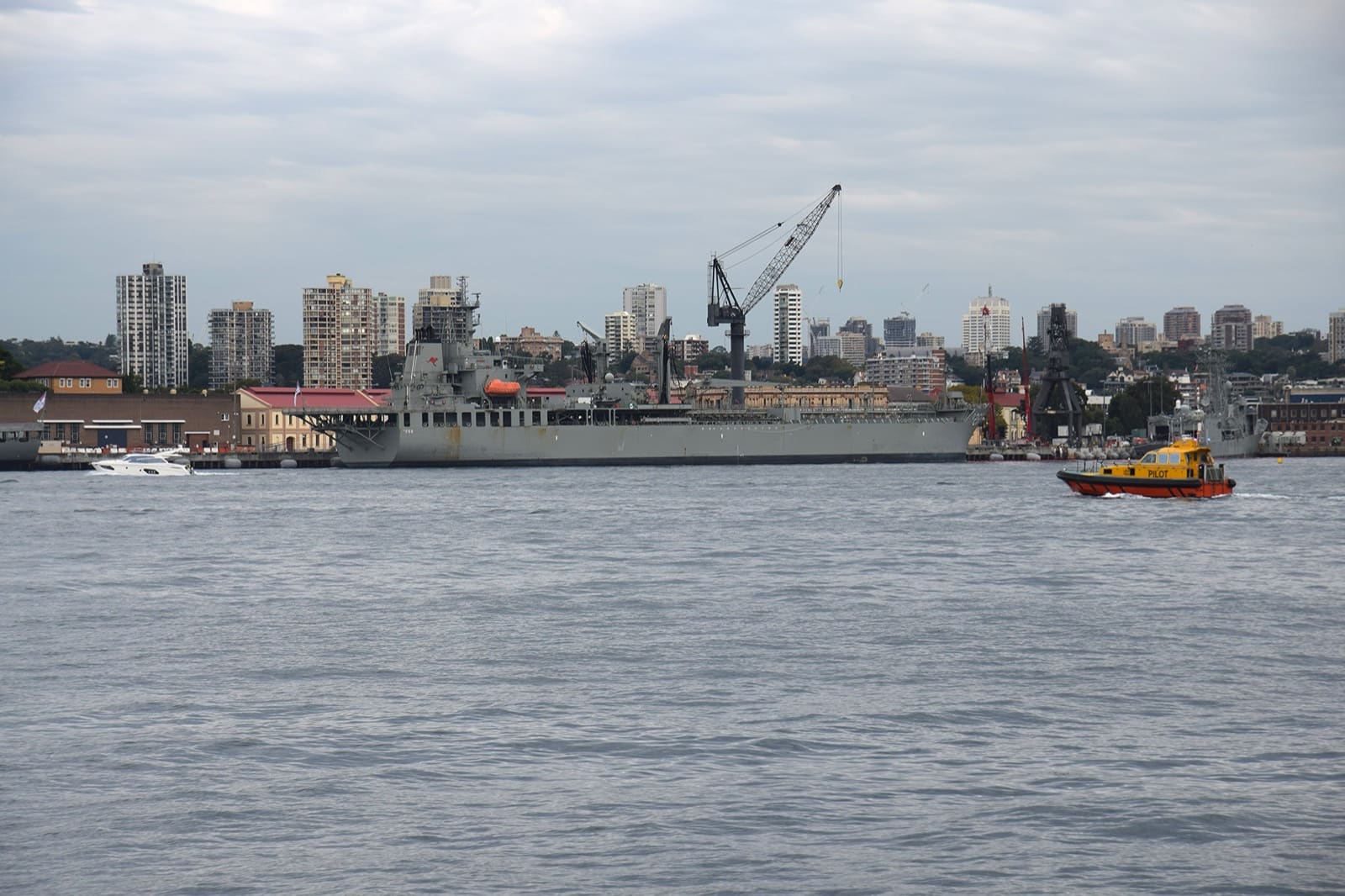 Royal Australian Navy warships moored at Fleet Base East, Garden Island, Sydney