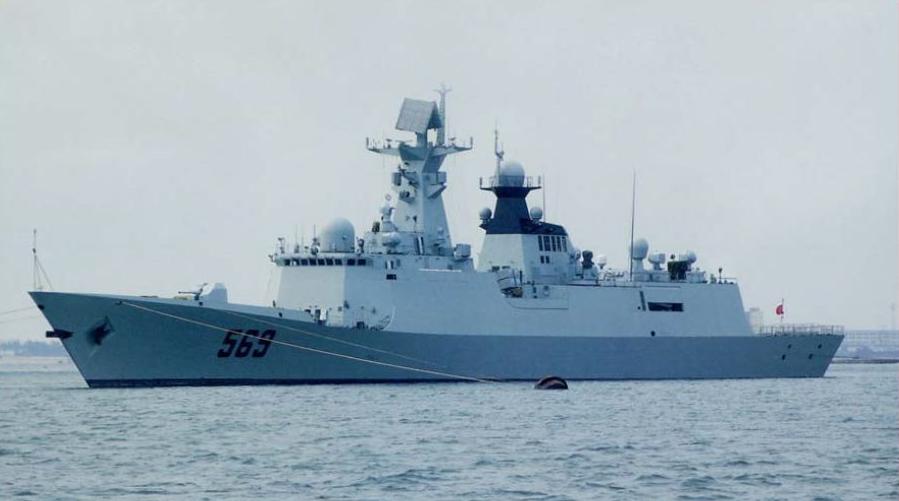 Jiangkai II (Type 054A) class frigate of the Chinese People's Liberation Army Navy underway