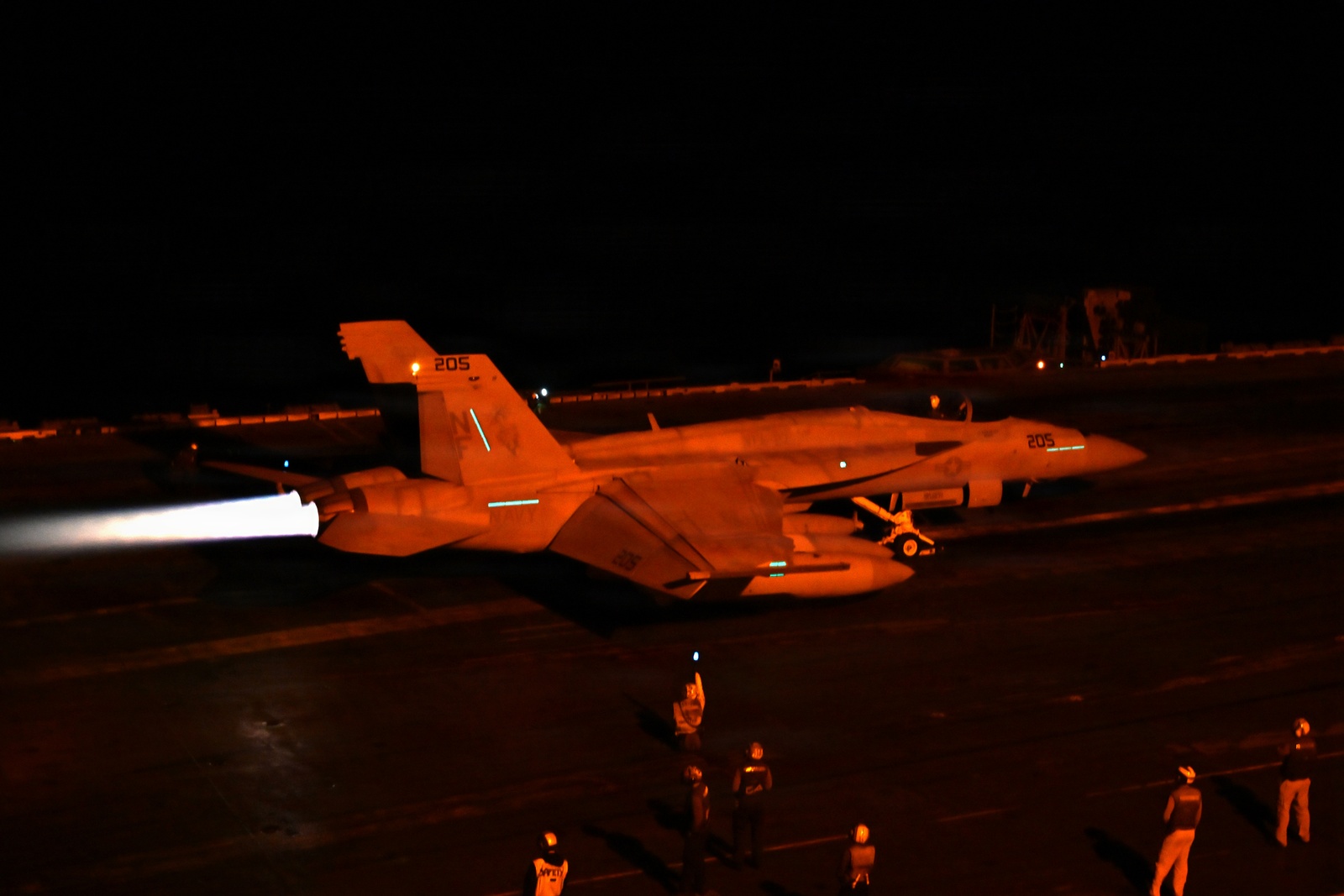 An F/A-18 Super Hornet launches from the aircraft carrier USS George Washington in the Indian Ocean
