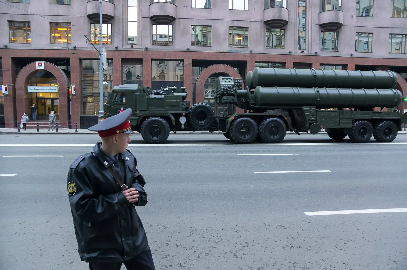 S-400 Triumf long-range surface-to-air missile system on its transporter erector launcher