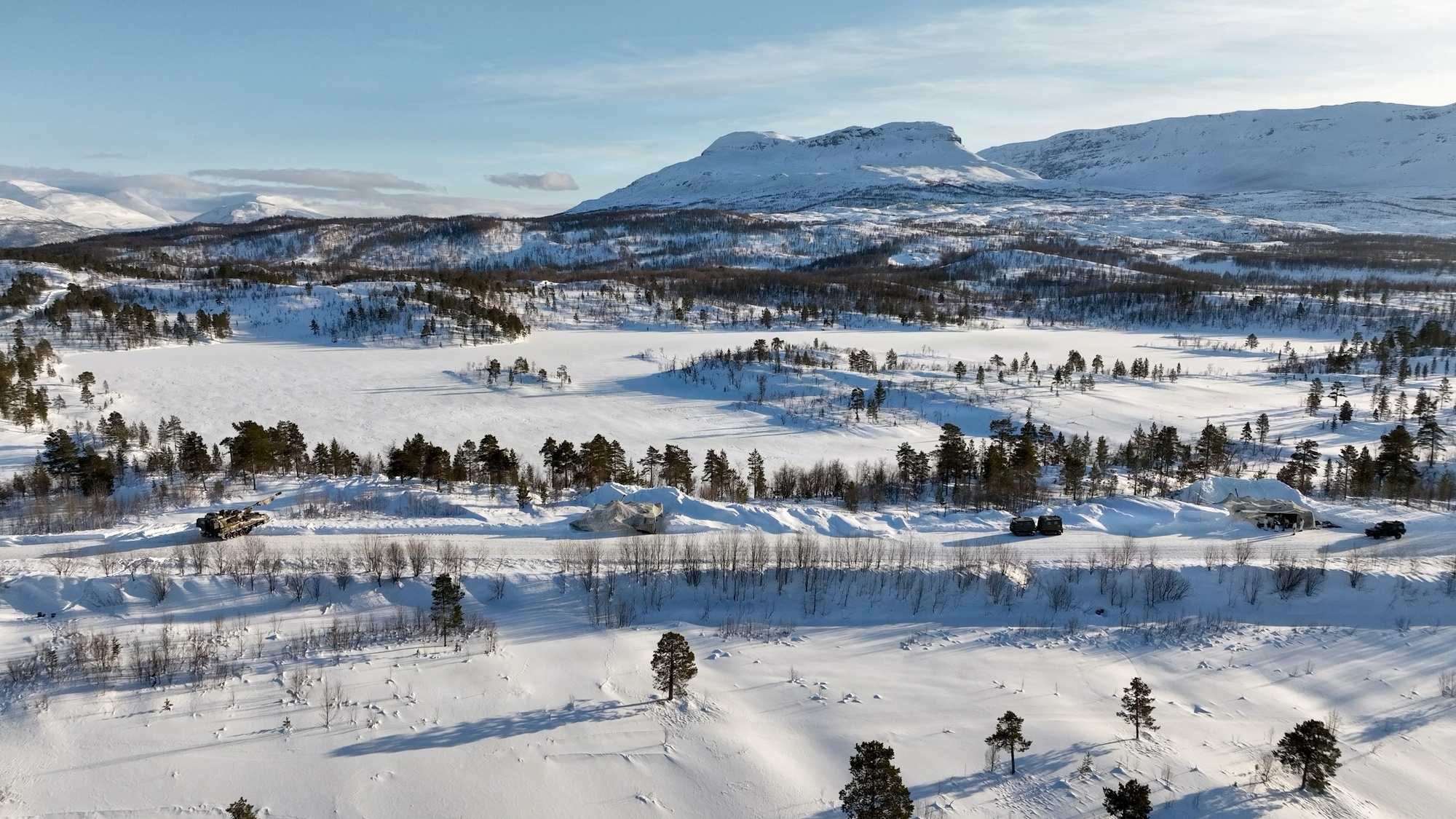 Norwegian Army K9 VIDAR self-propelled howitzer firing during a joint exercise with British soldiers in Setermoen, Norway
