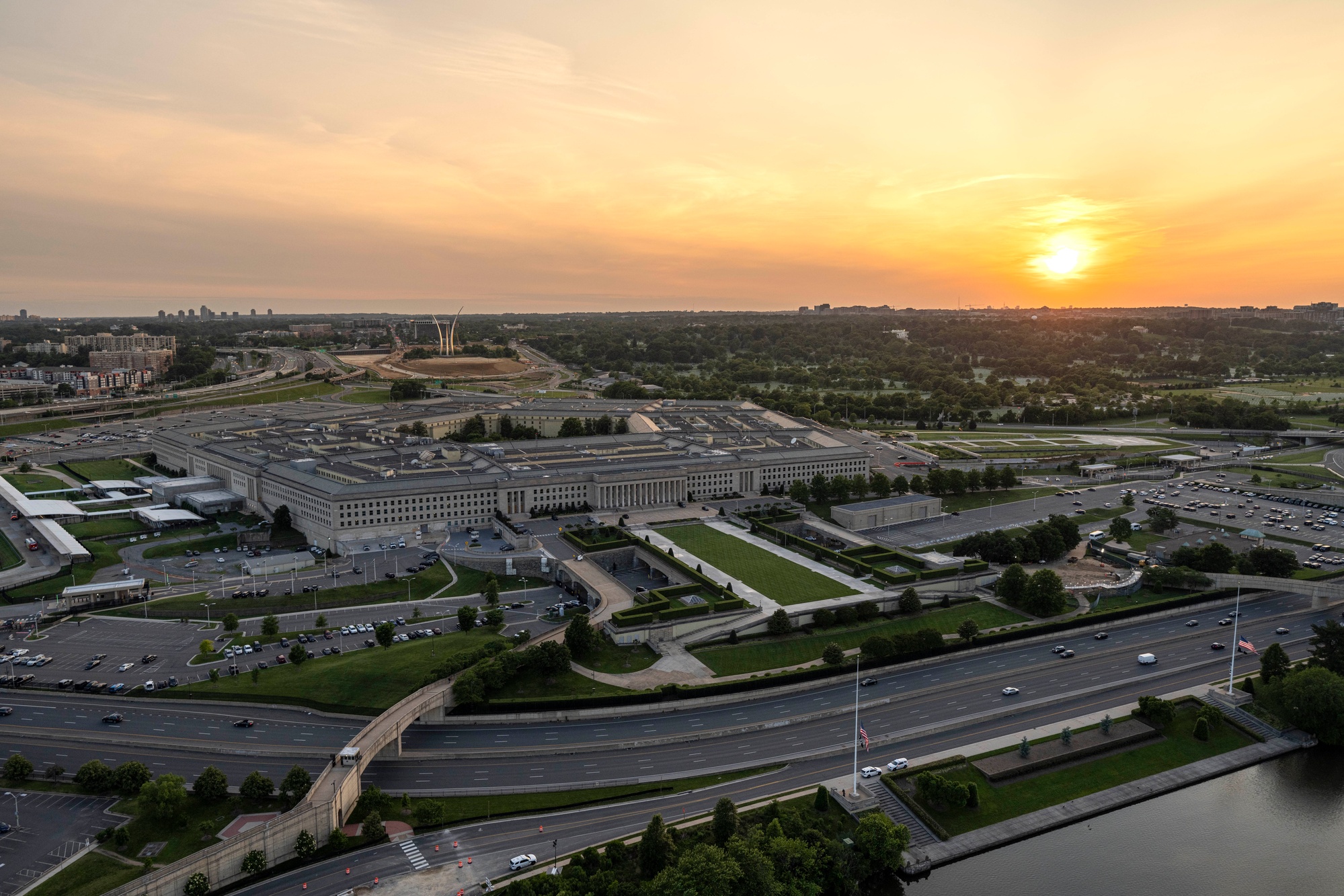Aerial view of the Pentagon building in Washington, D.C.