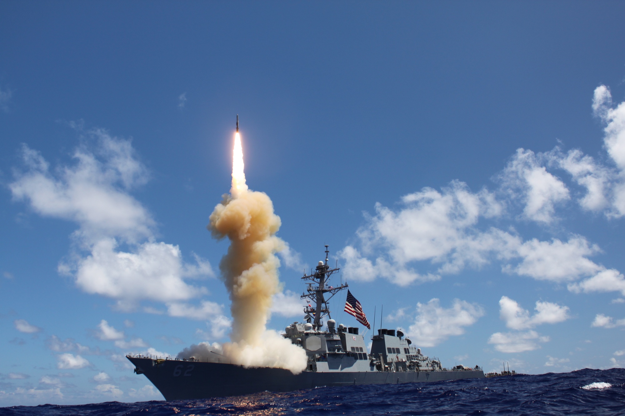 USS Fitzgerald launches a Standard Missile-3 during a joint ballistic missile defense exercise