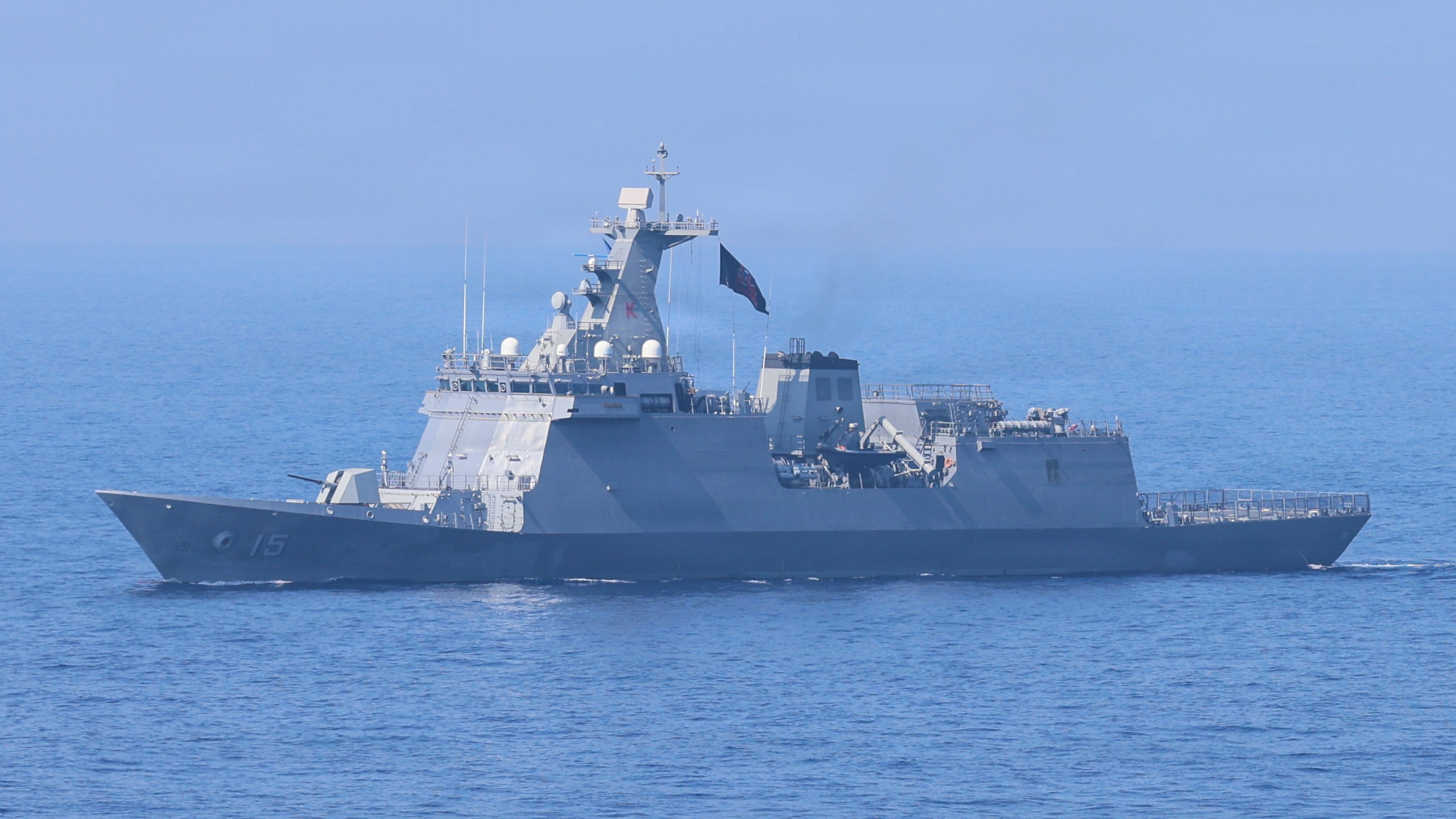 BRP Antonio Luna (FFG-15), Jose Rizal-class guided-missile frigate of the Philippine Navy, during a group sail