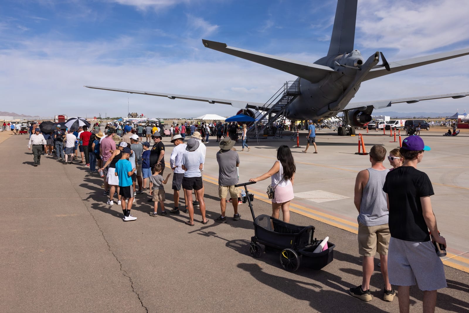KC-46 Pegasus tanker on static display at the Luke Days 2026 airshow, Luke Air Force Base, Arizona