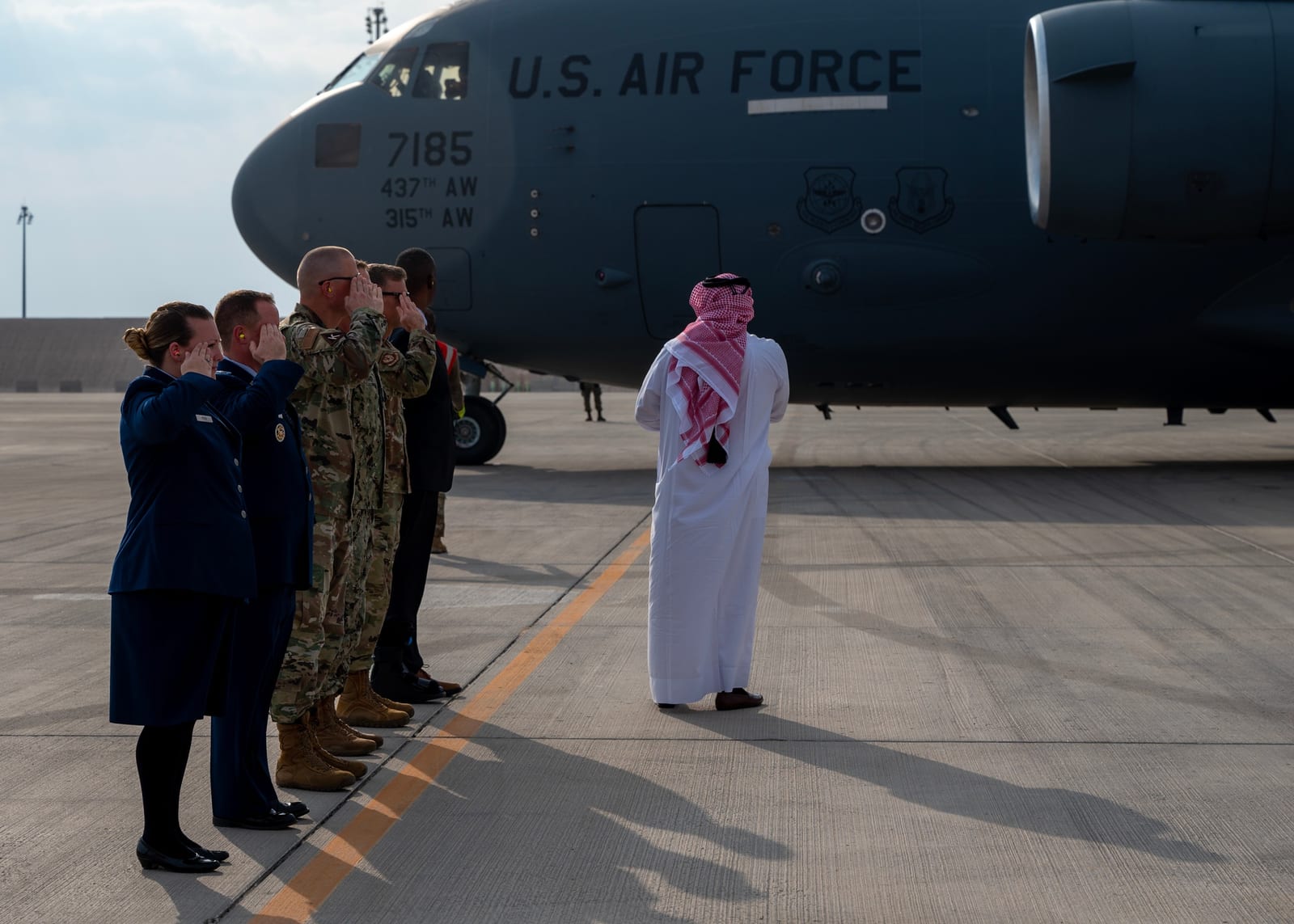 Then-Secretary of Defense Lloyd Austin visits Al Udeid Air Base, Qatar