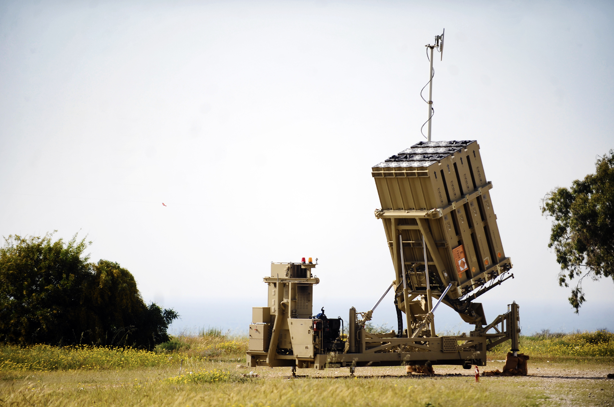An Iron Dome air-defense battery deployed near Ashkelon, Israel