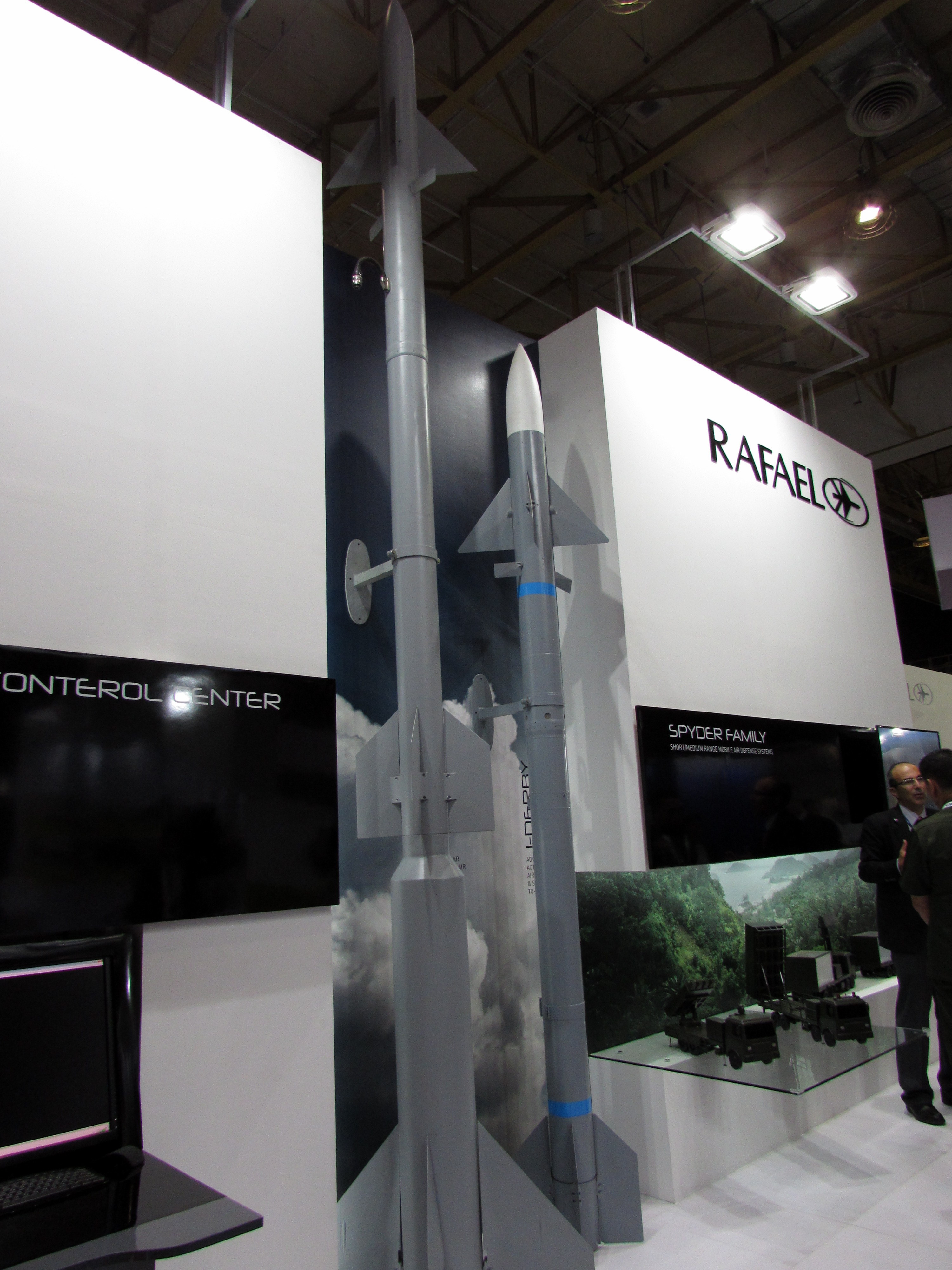 Rafael I-Derby air-to-air and surface-to-air missiles on display