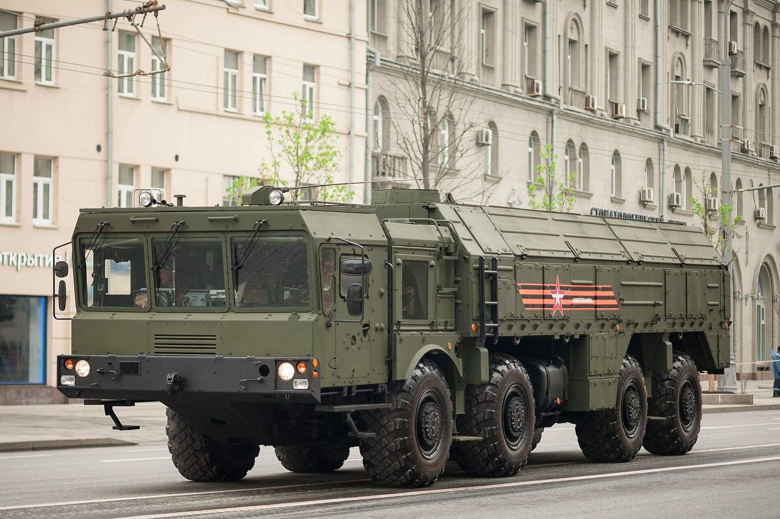 A 9K720 Iskander-M mobile ballistic missile launcher, the system type Russia has used repeatedly to strike Kyiv in July 2026
