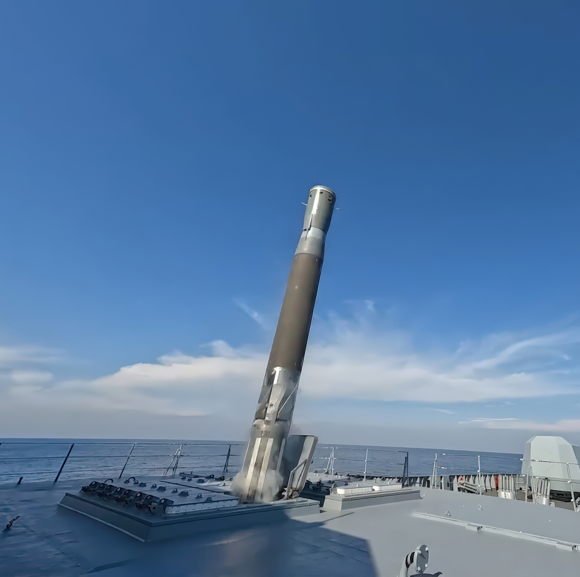 3M22 Zircon missile launching from the deck of the Russian frigate Admiral Golovko