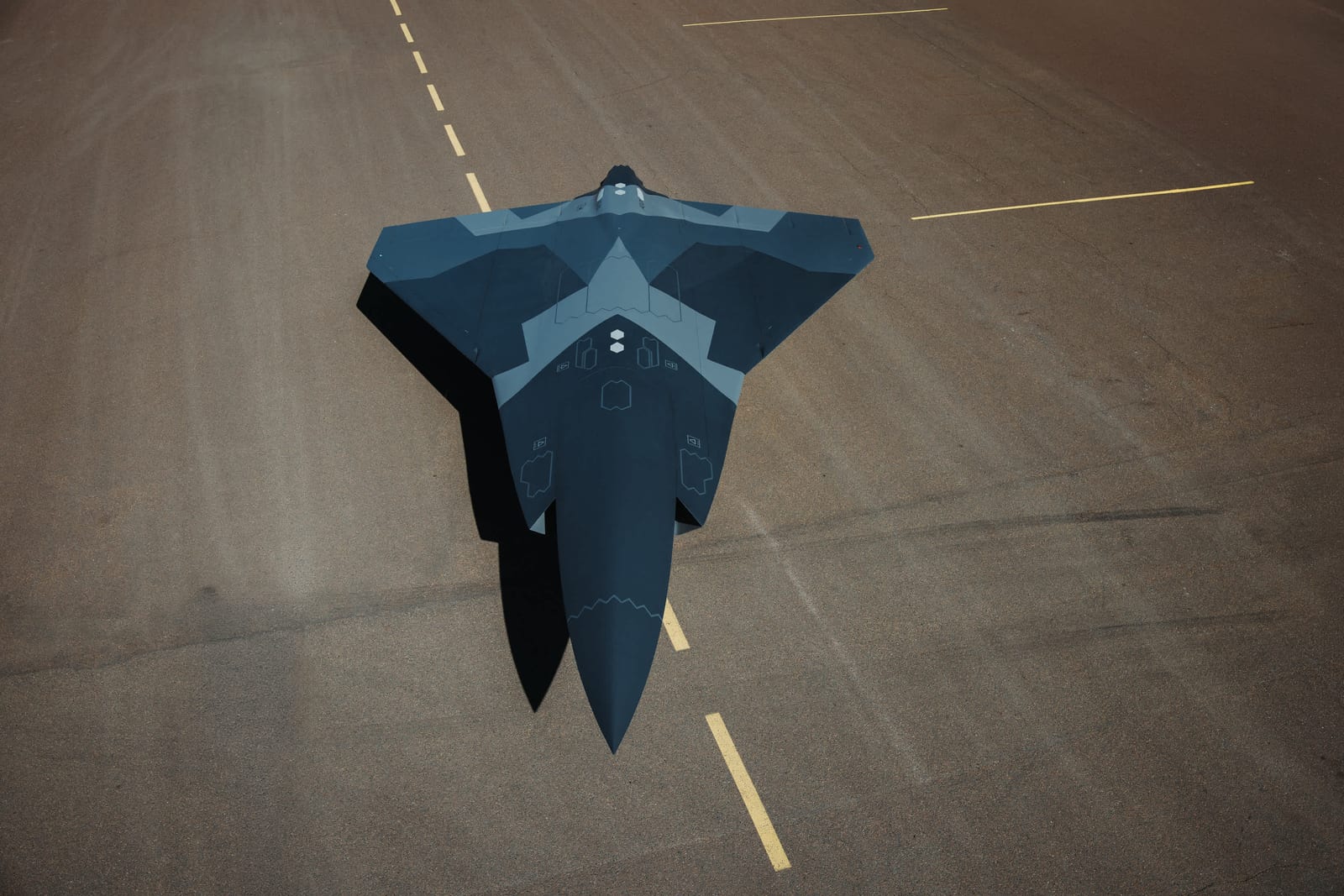 Saab A3-001 product concept render showing the tailless, blended-wing, compound-delta airframe
