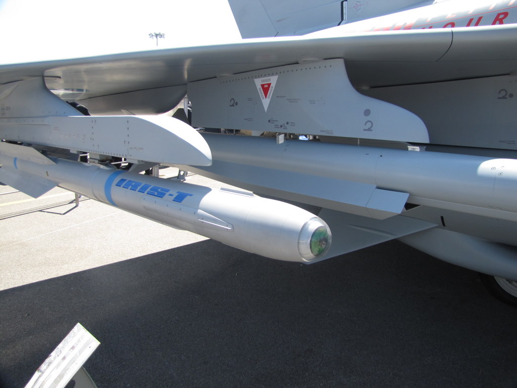 IRIS-T air-to-air missile mounted on a Eurofighter aircraft