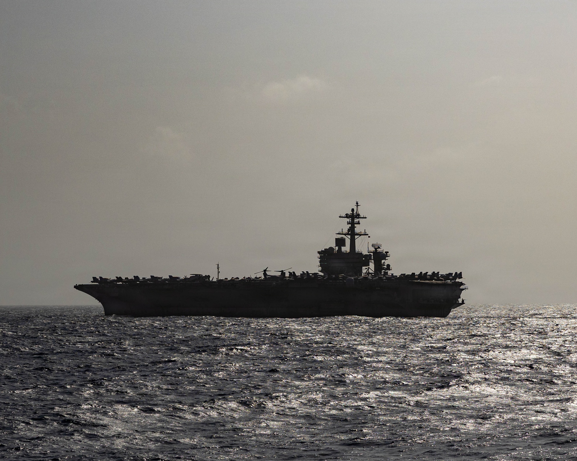 USS Abraham Lincoln (CVN 72) underway transiting open water in the Arabian Sea
