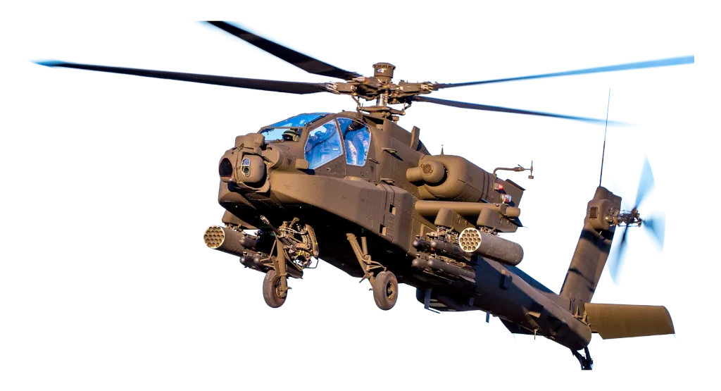 The AH-64E Apache Guardian, a U.S. attack helicopter.