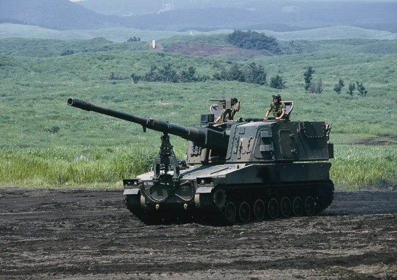 Japan Steel Works, Ltd. (JSW) Type 99 155mm Self-Propelled Howitzer, view 1